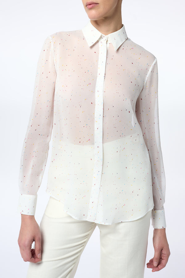Gabriela Hearst Henri Blouse In Ivory Multi Speckle Silk Georgette