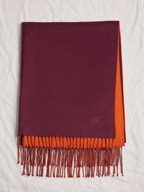 Gabriela Hearst Hollis Fringe Scarf In Spice & Bordeaux Silk