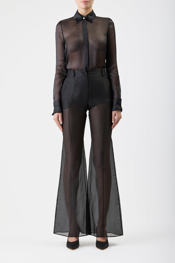 Gabriela Hearst Horus Sheer Shirt In Black Silk Organza