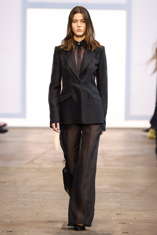 Gabriela Hearst Horus Sheer Shirt In Black Silk Organza