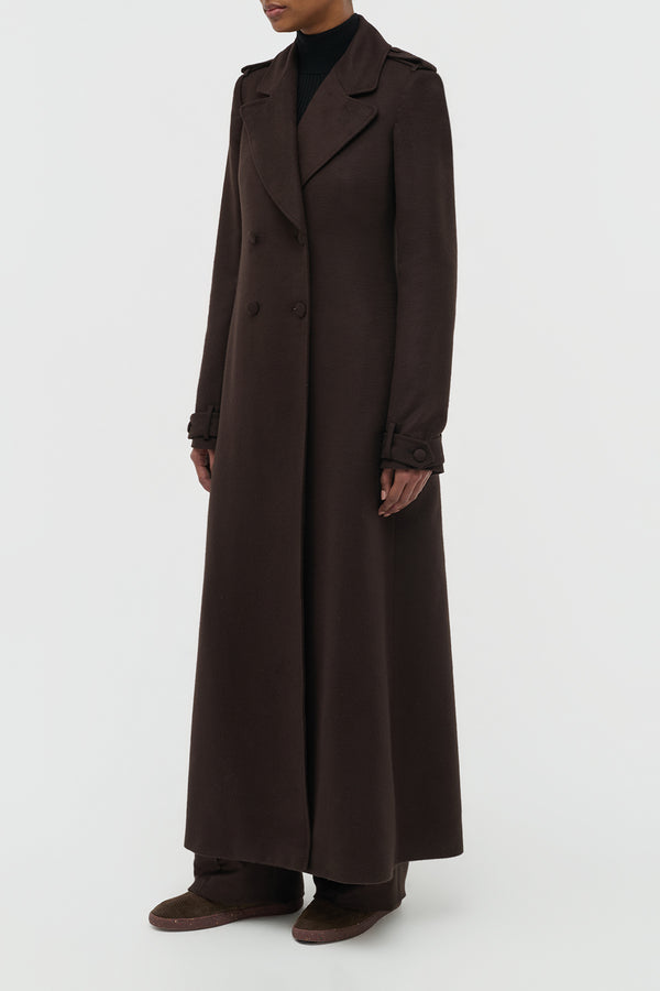 Gabriela Hearst Houstt Trench Coat In Chocolate Winter Silk