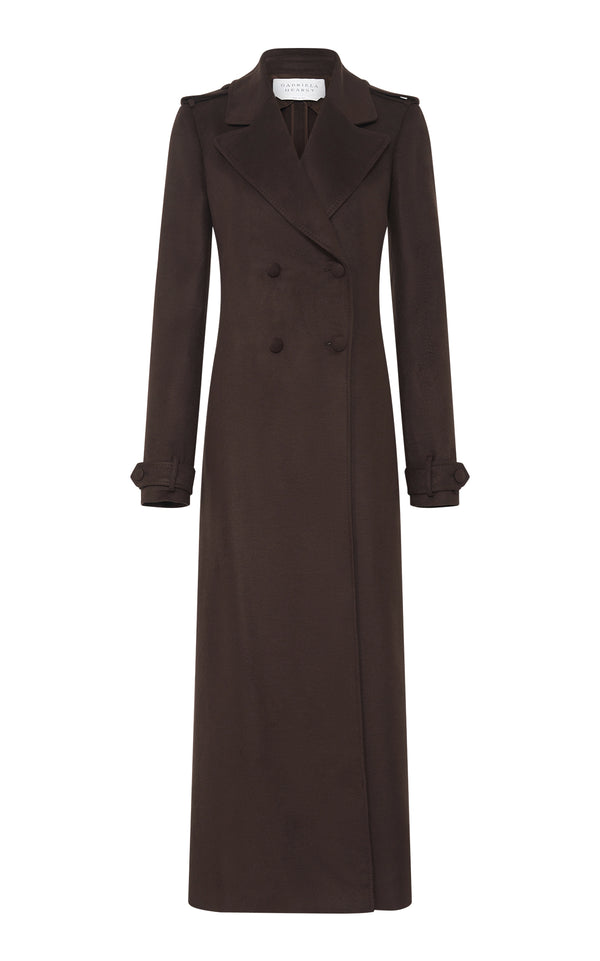 gabriela hearst Houstt Trench Coat in Chocolate Winter Silk gabriela hearst Houstt Trench Coat in Chocolate Winter Silk