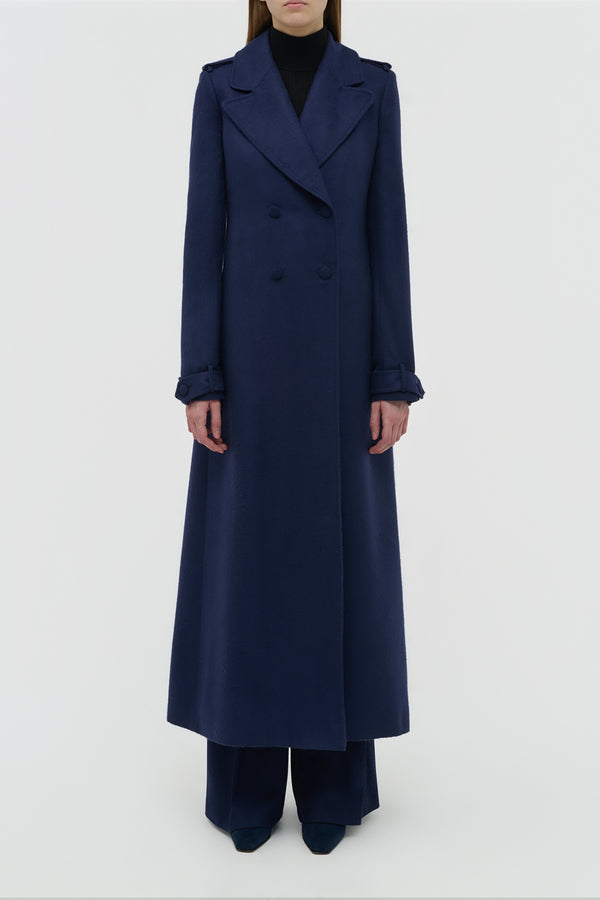 Gabriela Hearst Houstt Trench Coat In Navy Winter Silk