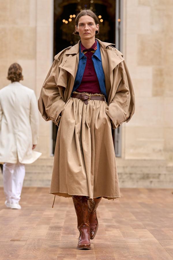 Gabriela Hearst Hunt Oversized Trench Jacket In Camel Sea Island Cotton Twill