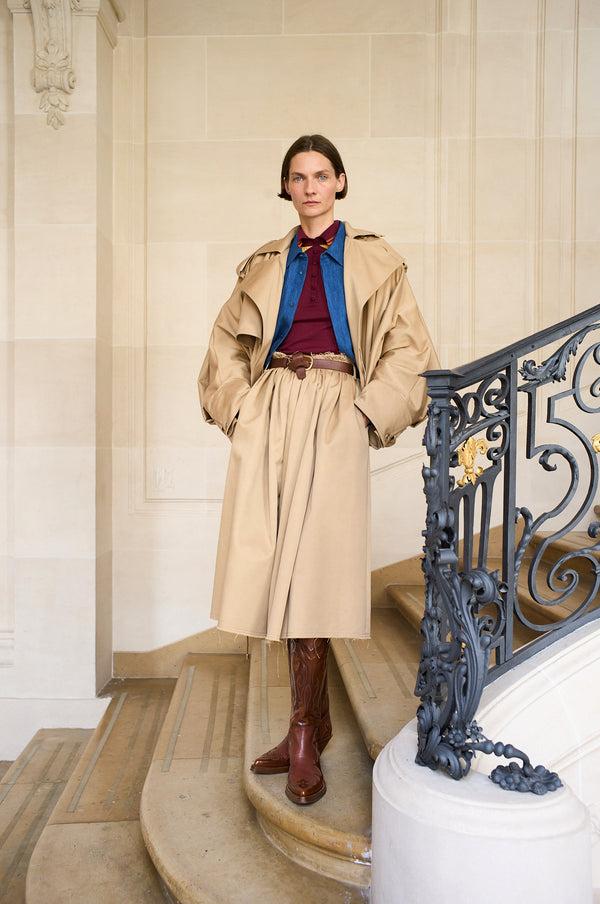 Gabriela Hearst Hunt Oversized Trench Jacket In Camel Sea Island Cotton Twill