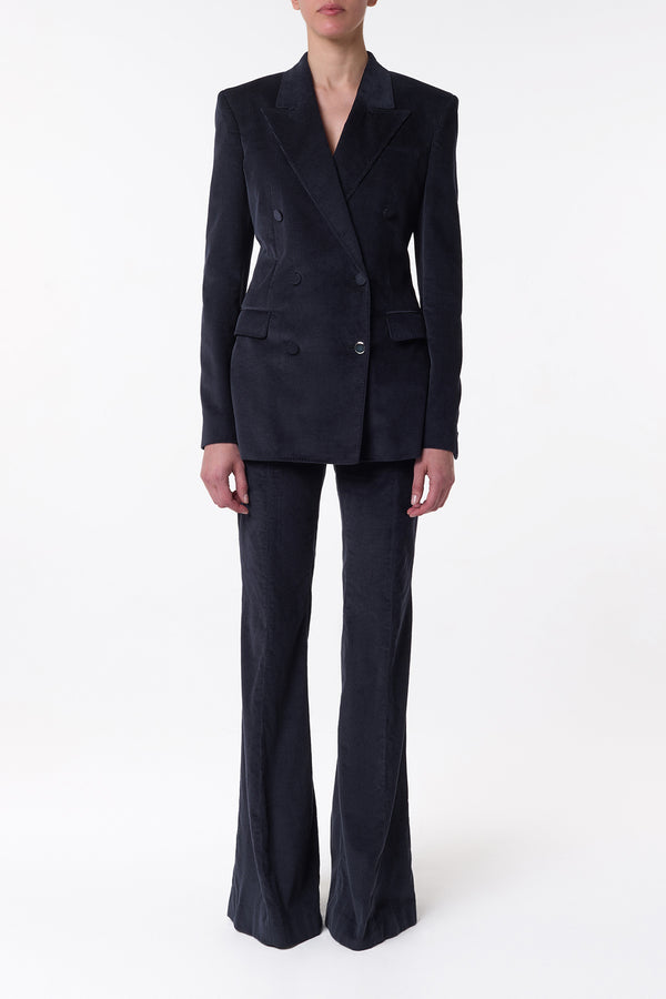 Gabriela Hearst Ianthe Flare Pant In Dark Navy Sea Island Cotton Corduroy