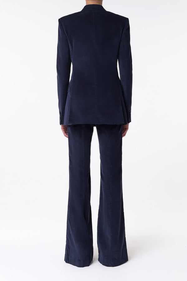 Gabriela Hearst Ianthe Flare Pant In Dark Navy Sea Island Cotton Corduroy