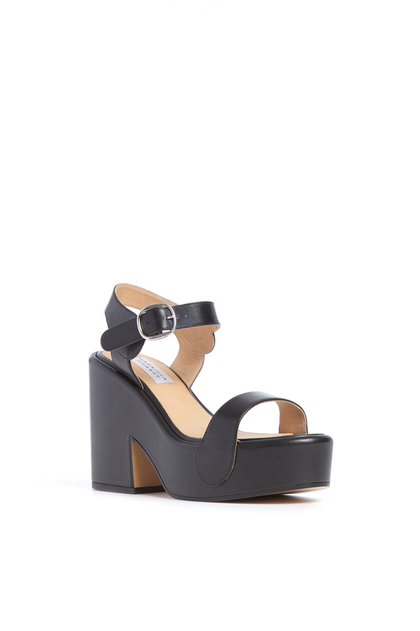 Gabriela Hearst Iris Platform Sandal In Black Nappa Leather
