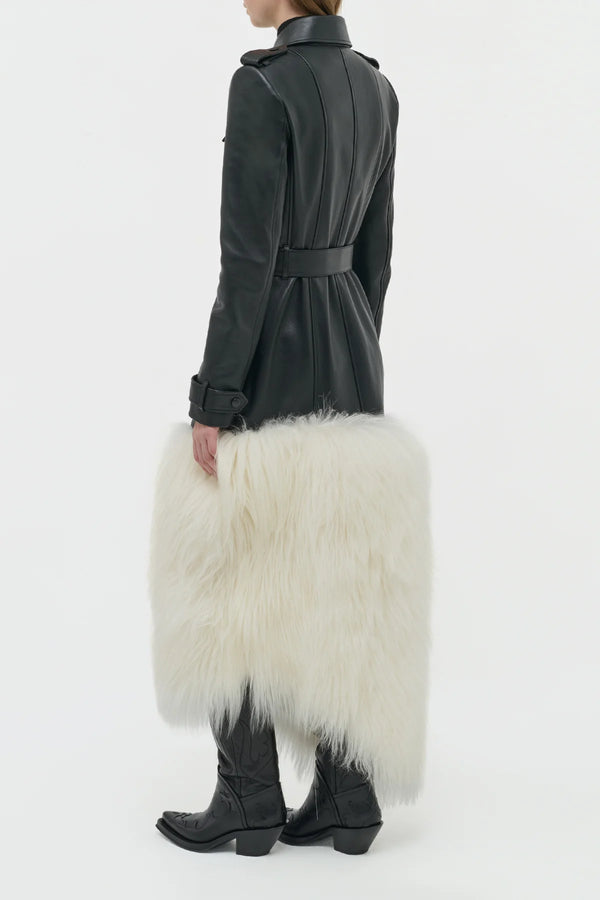 Gabriela Hearst Isak Trench Coat In Black Soft Leather & Ivory Cashmere Shearling