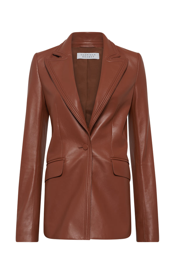 gabriela hearst Isara Blazer in Cognac Nappa Leather