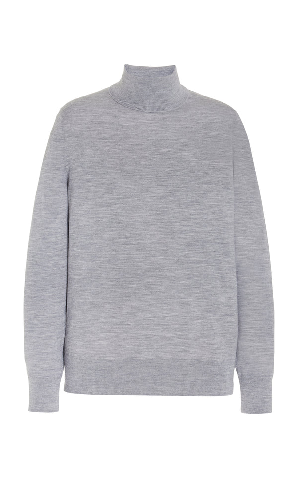 gabriela hearst Jermaine Knit Turtleneck in Heather Grey Merino Wool