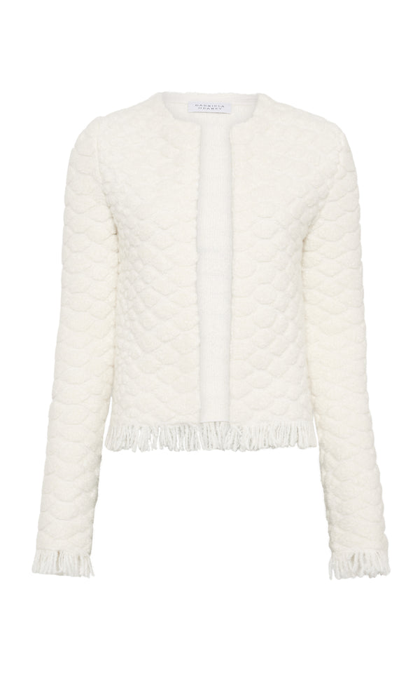 gabriela hearst Johannes Fringe Knit Cardigan in Ivory Cashmere