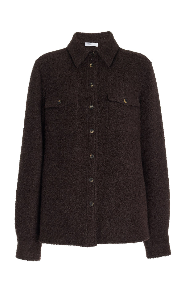 gabriela hearst John Austin Shirt in Chocolate Recycled Cashmere Boucle