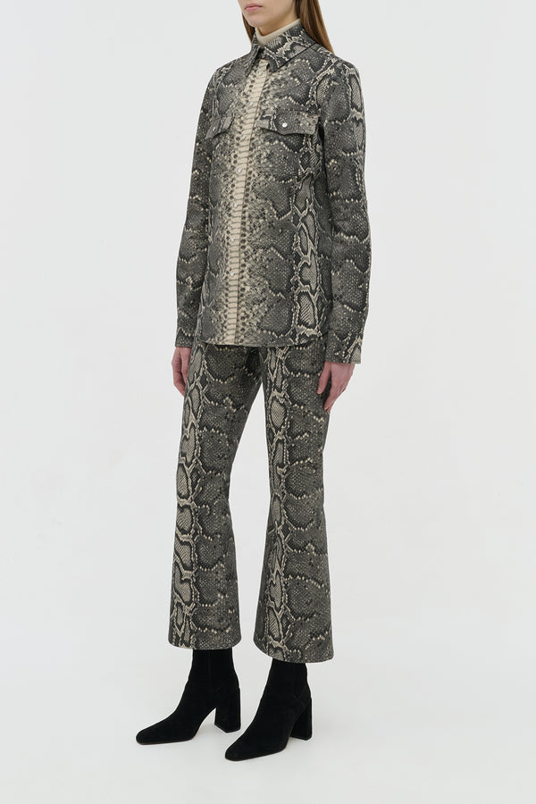 Gabriela Hearst John Austin Shirt In Greyscale Recycled Printed Cotton Denim