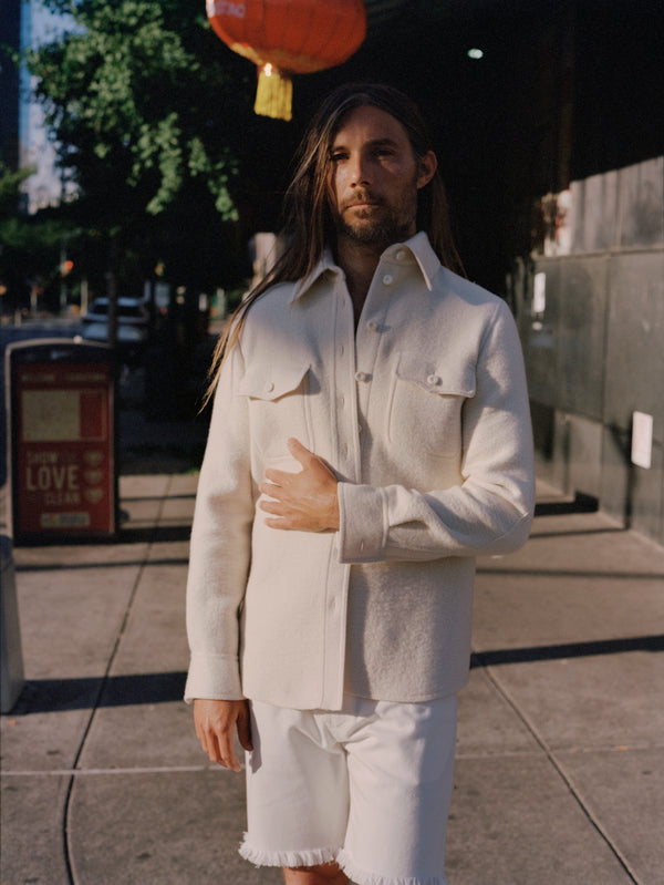 Gabriela Hearst John Austin Shirt In Ivory Double-Face Recycled Cashmere Felt