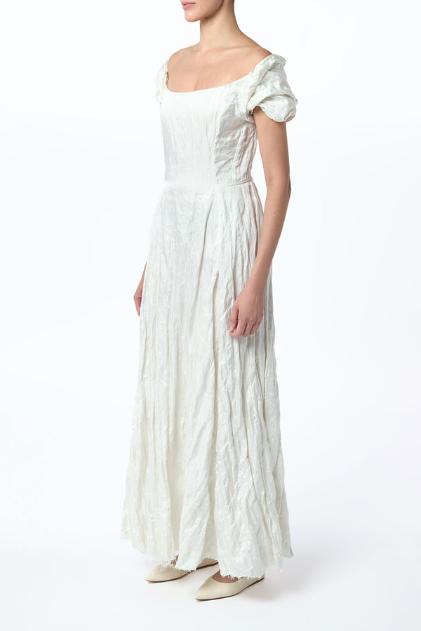 Gabriela Hearst Juniper Maxi Dress In Ivory Metallic Crinkled Silk