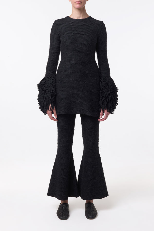 Gabriela Hearst Karpo Flare Cropped Knit Pant In Black Cashmere Silk