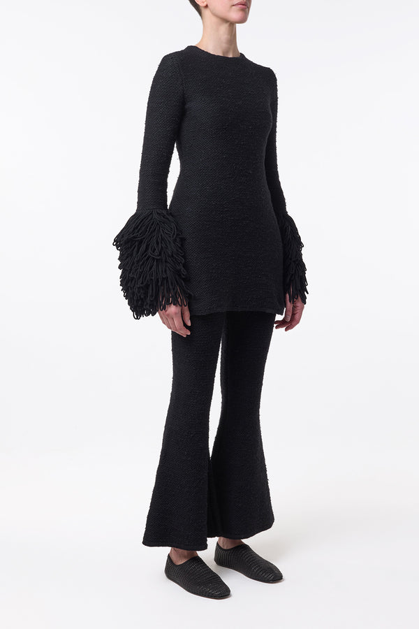 Gabriela Hearst Karpo Flare Cropped Knit Pant In Black Cashmere Silk