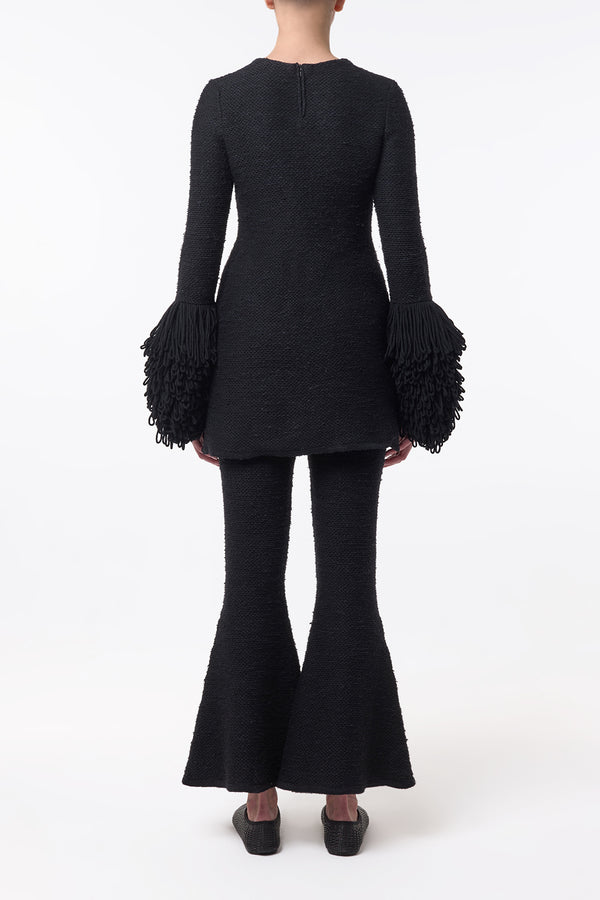 Gabriela Hearst Karpo Flare Cropped Knit Pant In Black Cashmere Silk