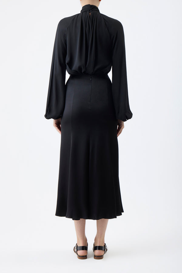 Gabriela Hearst Kiian Pleated Top In Black Silk Georgette Twill