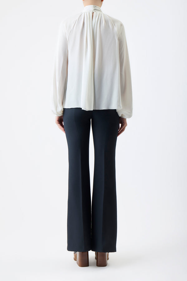 Gabriela Hearst Kiian Pleated Top In Ivory Silk Georgette Twill