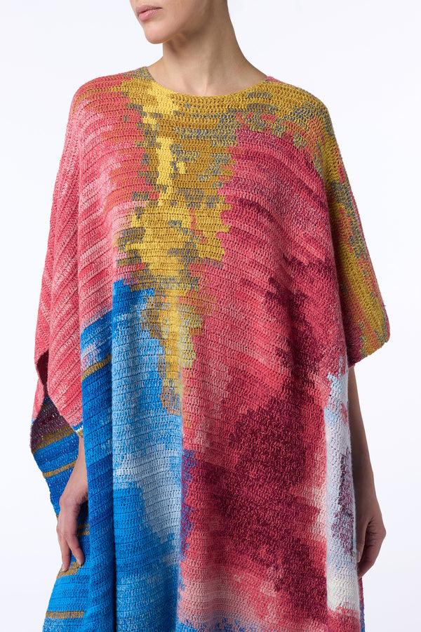 Gabriela Hearst Lada Crochet Poncho In Aurora Multi Cashmere
