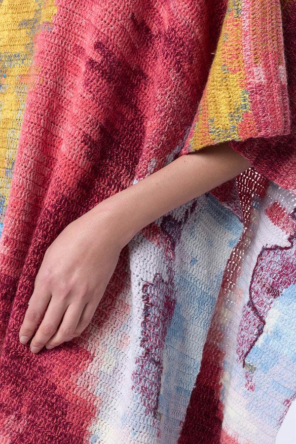 Gabriela Hearst Lada Crochet Poncho In Aurora Multi Cashmere