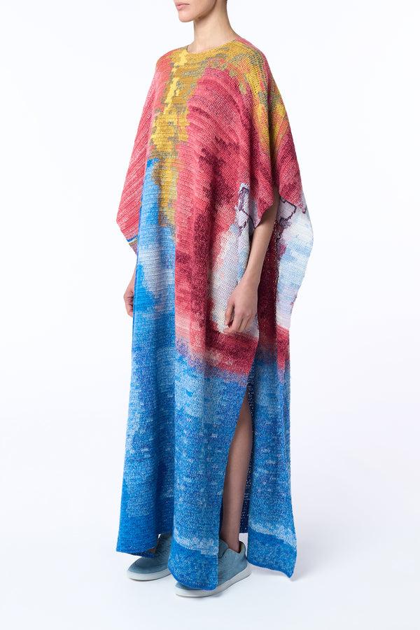 Gabriela Hearst Lada Crochet Poncho In Aurora Multi Cashmere