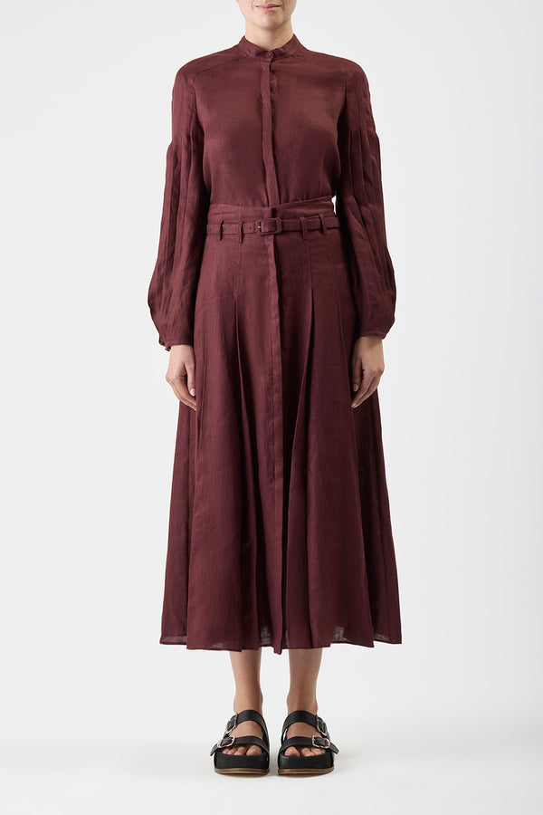 Gabriela Hearst Laetitia Blouse In Deep Bordeaux Linen