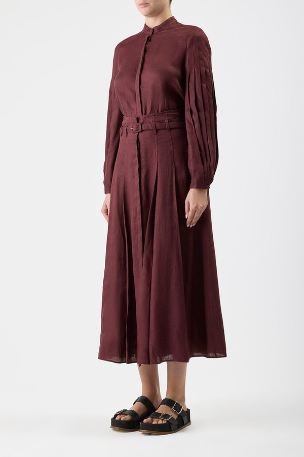 Gabriela Hearst Laetitia Blouse In Deep Bordeaux Linen