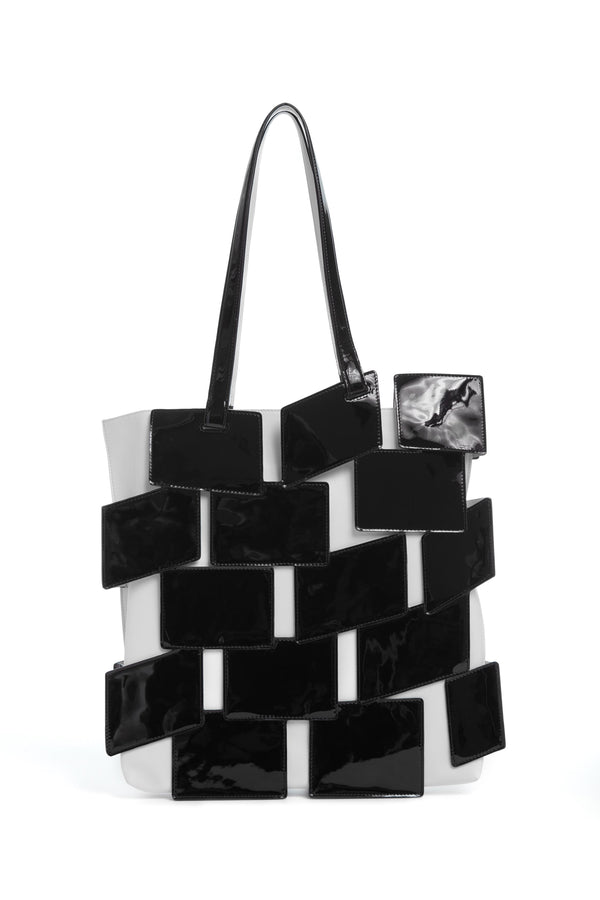 gabriela hearst Laquered Patchwork Tote Bag in Black Lacquered Leather