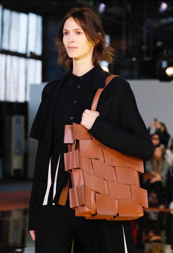 Gabriela Hearst Laquered Patchwork Tote Bag In Cognac Leather