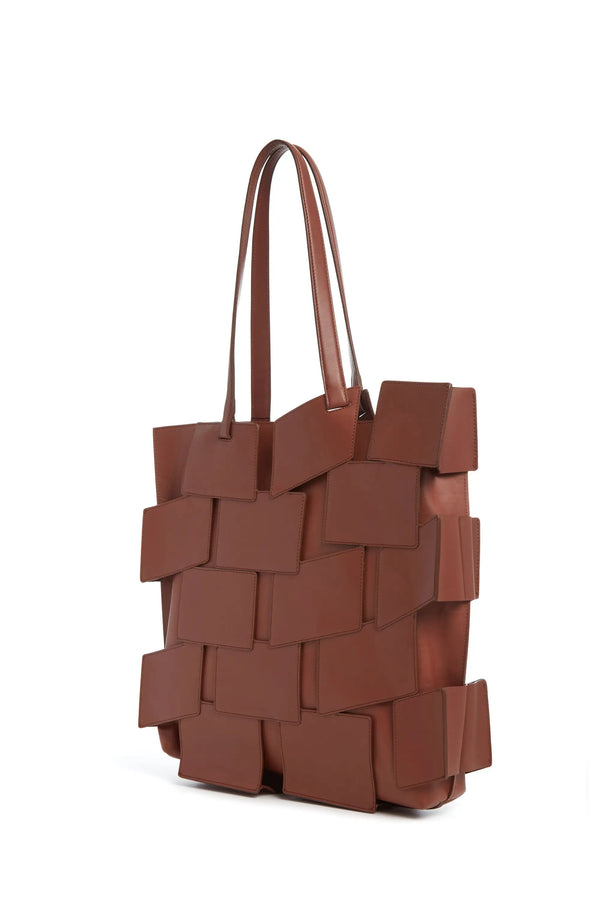 Gabriela Hearst Laquered Patchwork Tote Bag In Cognac Leather