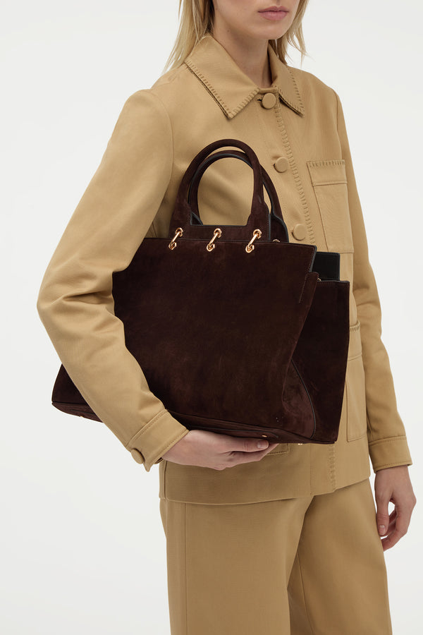 Gabriela Hearst Large Amethyst Bag In Dark Brown Suede