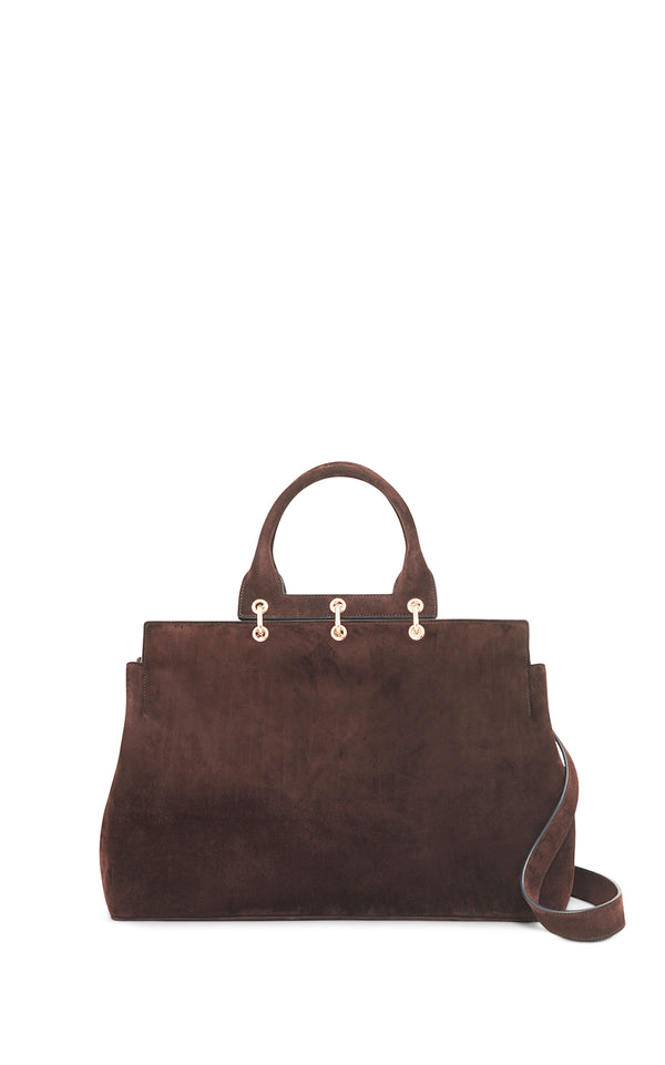 Gabriela Hearst Large Amethyst Bag In Dark Brown Suede