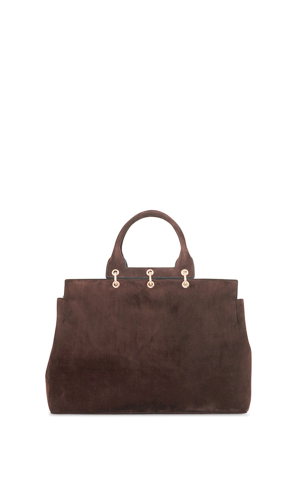 gabriela hearst Large Amethyst Bag in Dark Brown Suede
