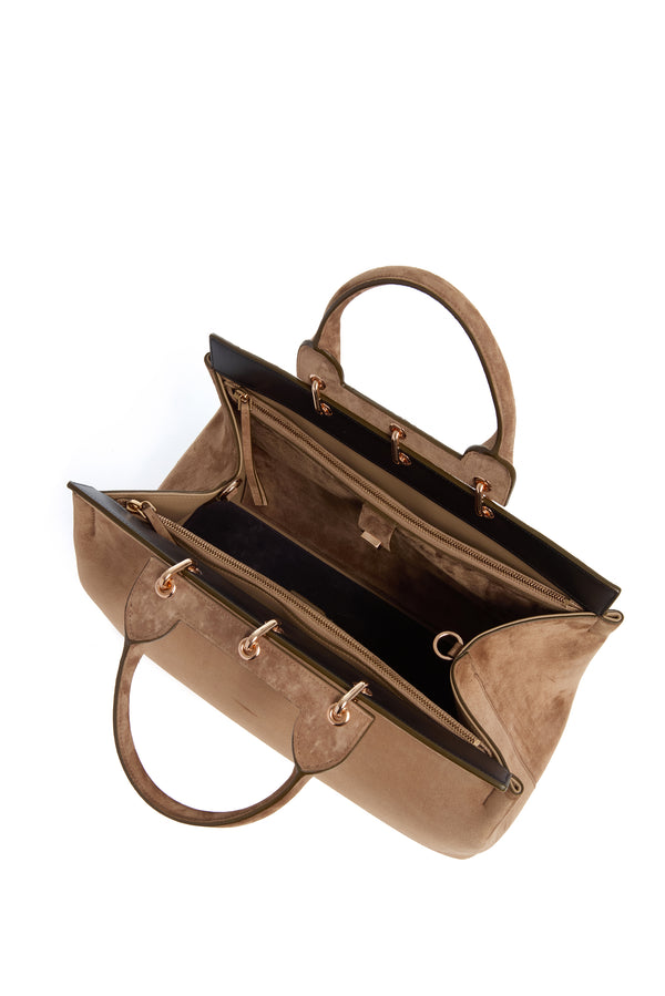 Gabriela Hearst Large Amethyst Bag In Dark Sand Suede