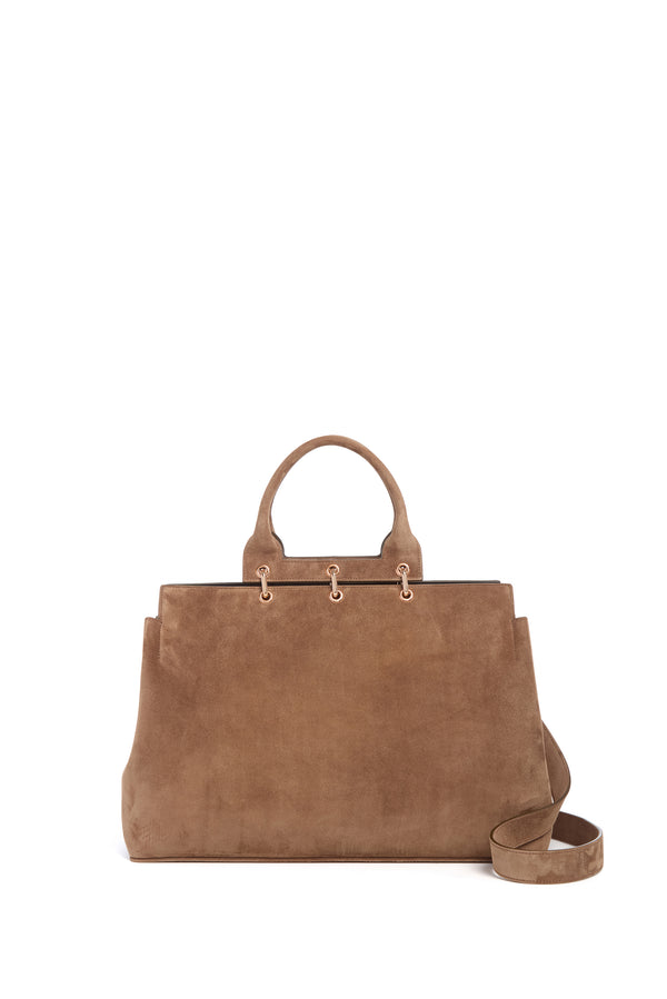 Gabriela Hearst Large Amethyst Bag In Dark Sand Suede
