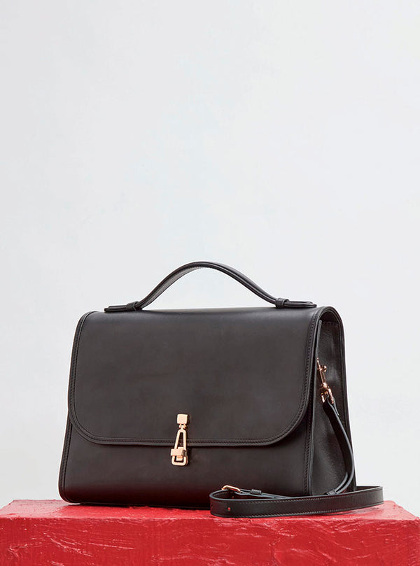 Gabriela Hearst Large Leonora Flap Bag In Black Leather