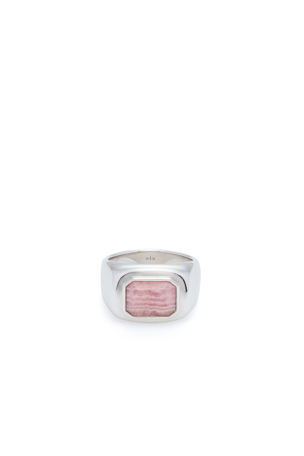 Gabriela Hearst Large Ring In 18K White Gold & Pink Marble Stone