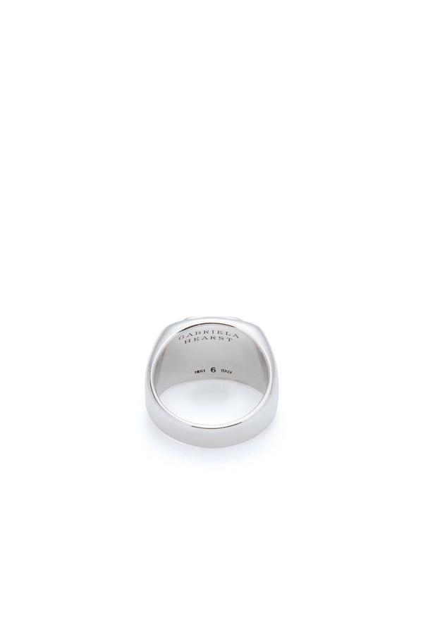 Gabriela Hearst Large Ring In 18K White Gold & Pink Marble Stone