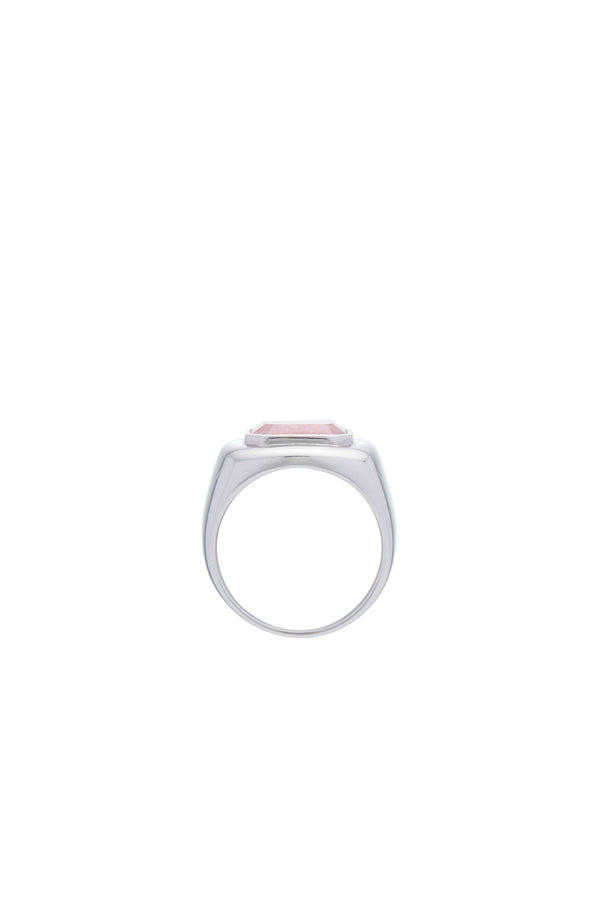 Gabriela Hearst Large Ring In 18K White Gold & Pink Marble Stone