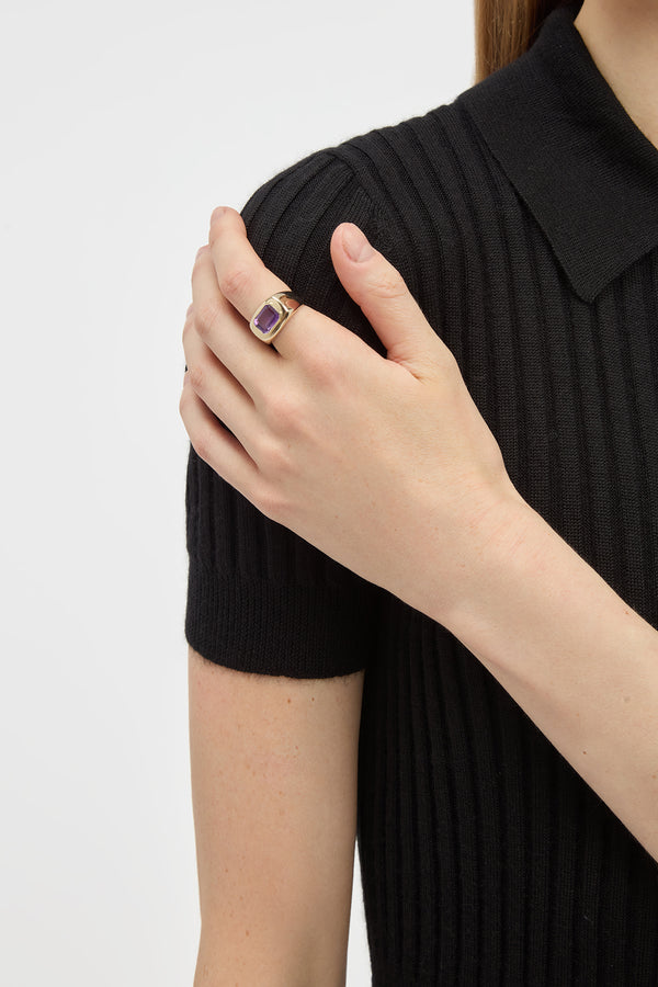 Gabriela Hearst Large Ring In 18K Yellow Gold & Amethyst Stone