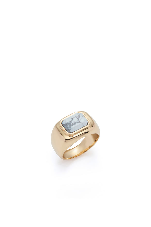 gabriela hearst Large Ring in 18K Yellow Gold & Howlite Stone