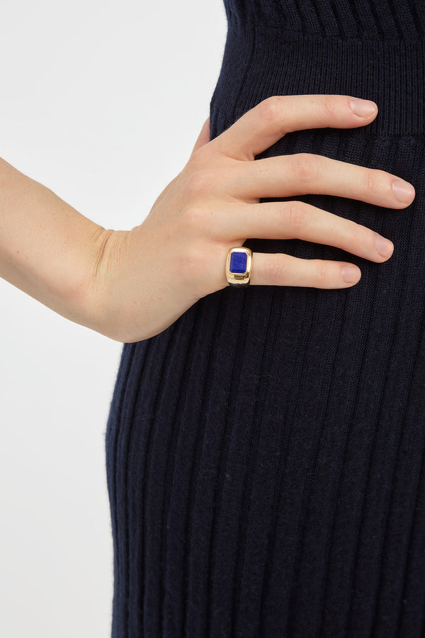 Gabriela Hearst Large Ring In 18K Yellow Gold & Lapis Stone