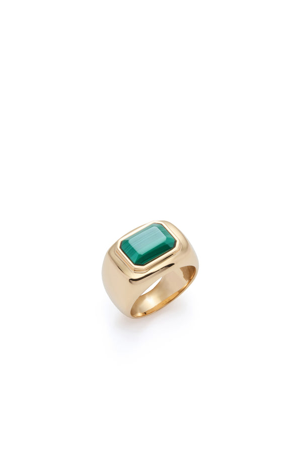 gabriela hearst Large Ring in 18K Yellow Gold & Malachite Stone