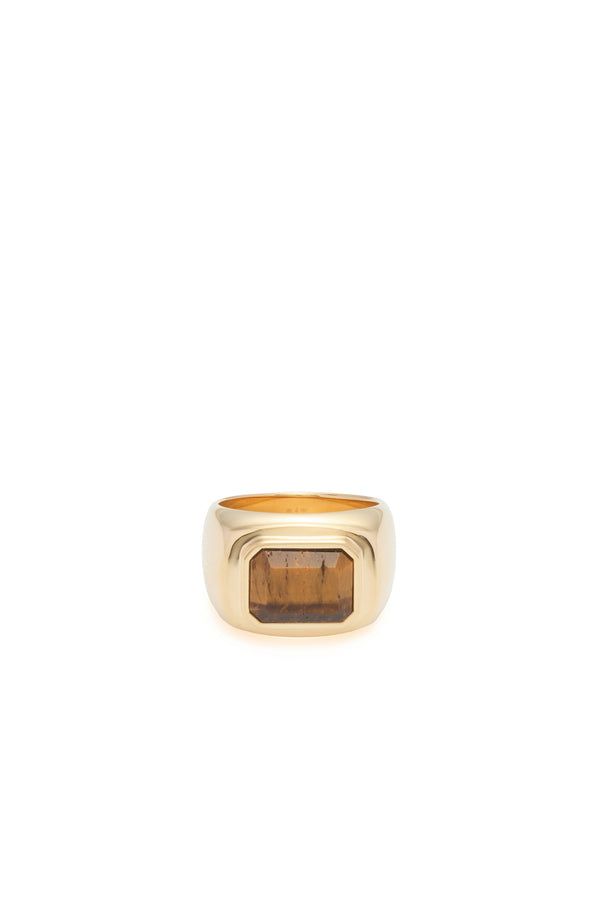 Gabriela Hearst Large Ring In 18K Yellow Gold & Tiger's Eye Stone
