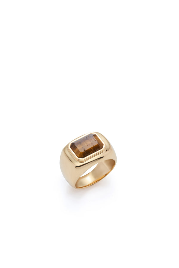 gabriela hearst Large Ring in 18K Yellow Gold & Tiger's Eye Stone