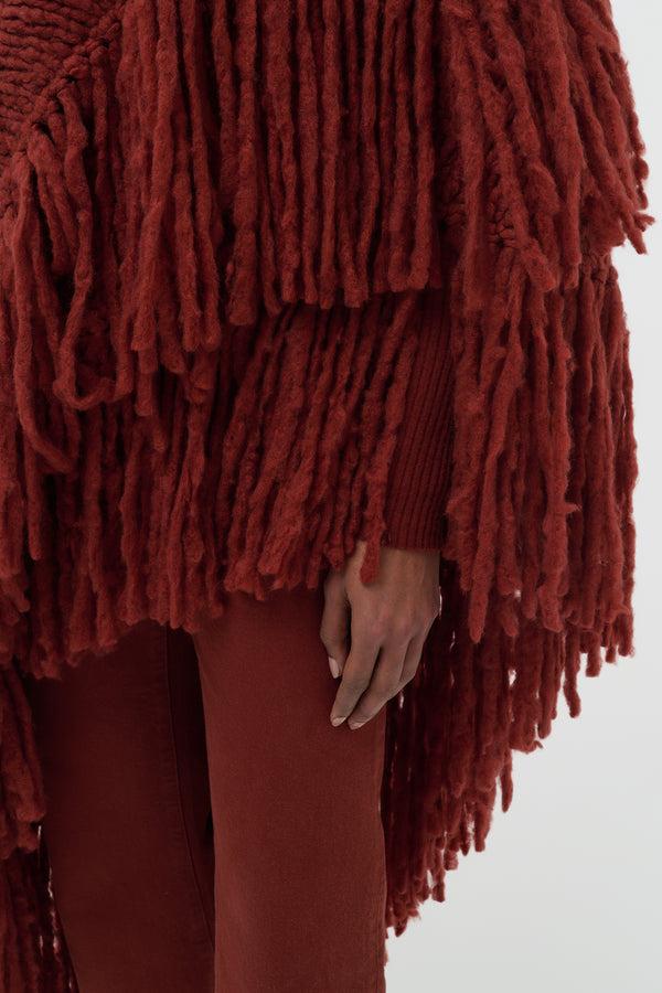 Gabriela Hearst Lauren Knit Wrap In Burnt Sienna Welfat Cashmere