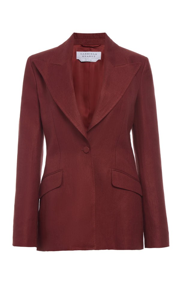 gabriela hearst Leiva Blazer in Burnt Sienna Linen Twill